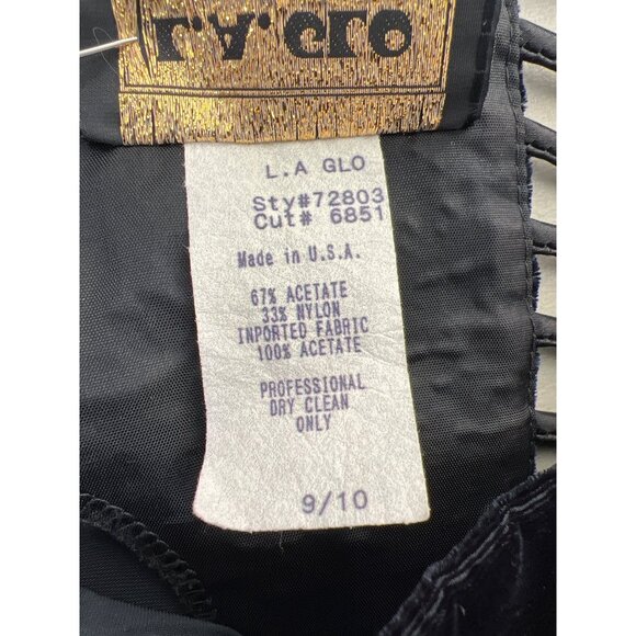 Y2K 90s LA Glo Velvet Mini Dress Size 9/10 Sleeveless Strappy Elegant Bodycon - Picture 5 of 7